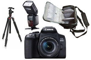 Canon EOS 850D 18-55 IS STM + Camera Bag + Flash + Tripod Kit
