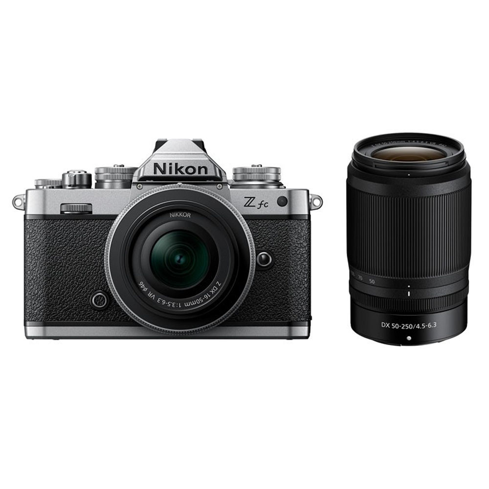 Nikon Z fc Mirrorless Digital Camera with Z DX 16-50mm (Silver) and 50-250mm Lenses - 2 Year Warranty - Next Day Delivery