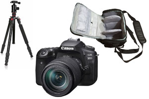 Canon EOS 90D 18-135 + Camera Bag + Tripod Kit