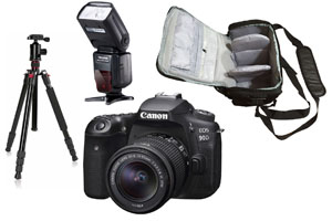 Canon EOS 90D 18-55 + Camera Bag + Flash + Tripod Kit