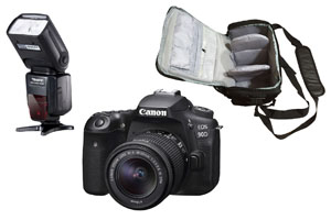 Canon EOS 90D 18-55 + Camera Bag + Flash Kit